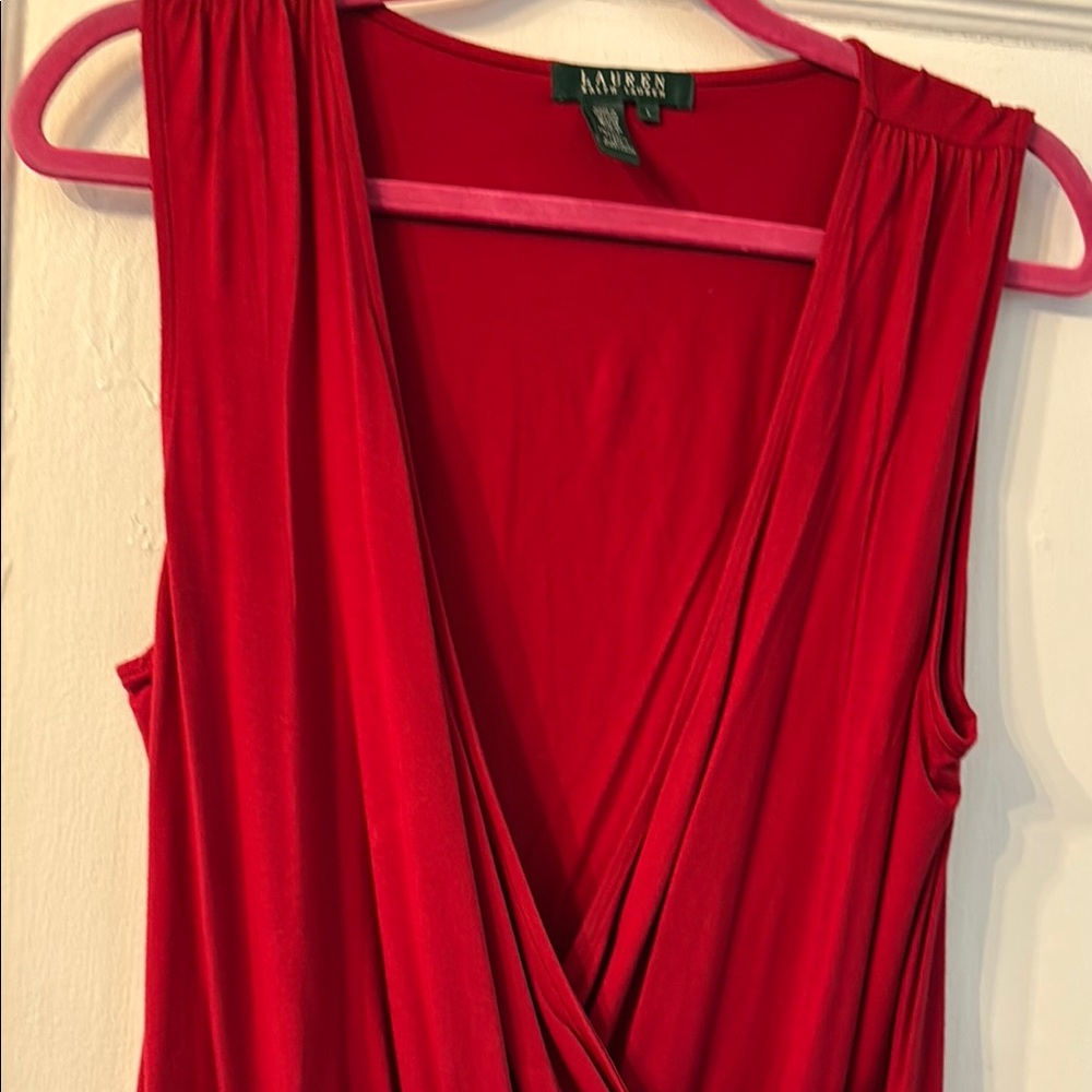 Lauren Ralph Lauren Red Draped Sleeveless Blouse - Picture 5 of 6